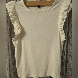 J. Crew Vintage rib ruffle boatneck tank top, EUC